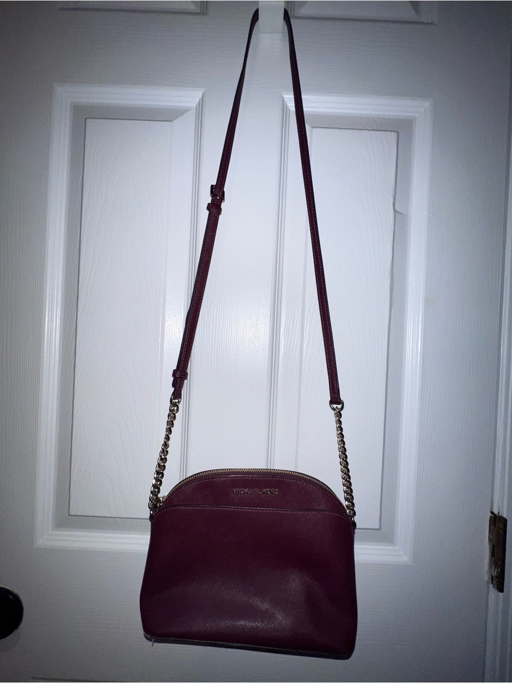 Michael Kors Jet Set Travel Saffiano Leather Dome Crossbody Burgundy - Picture 5 of 14